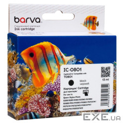 Картридж Epson T0801, Black, P50, PX660/660+/720WD/730WD/820FWD/830FWD, 13 мл , (CI-BAR-EPS-T0801-B)