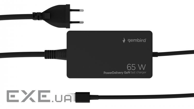 МЗП Gembird NPA-AC-PDQC65-01, для ноутбука/планшета/телефона TYPE-C