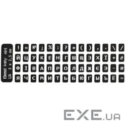 Наклейки на клавiатуру мініатюрні Best key mini непрозорі, чорні (56 клавіш) (368516953)