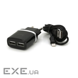 Набір СЗУ 110-240V HOCO C12+ кабель Lighting, 1xUSB, 2.4A, кабель 1м, Black, Blister (C12 / LB) , Black, Blister (C12 /