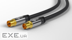 Кабель антенний-підовжувач RF:Coaxial M/F 1.0m,+M/M D=8.0mm 4xShielded(128ж) Cu,чорний (75.07.0346-