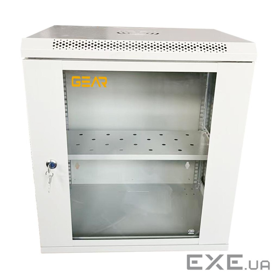Шафа настінна GEAR 12U 19" 530x400x600 мм, + полка 19", grey (GWMSN-12U-530-400G)