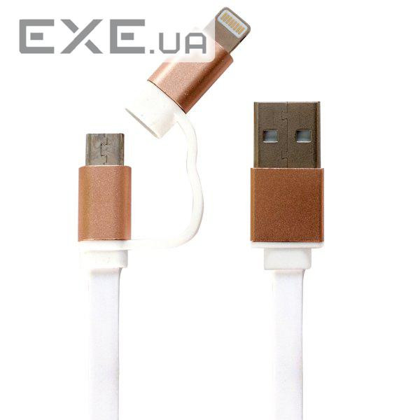 Дата кабель USB 2.0 AM to Lightning + Micro 5P 1.0m Patron (CAB-PN-LIGHT-MIC-1M)