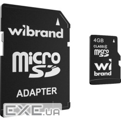 Карта пам'яті WIBRAND microSDHC 4GB Class 4 + SD-adapter (WICDC4/4GB-A)