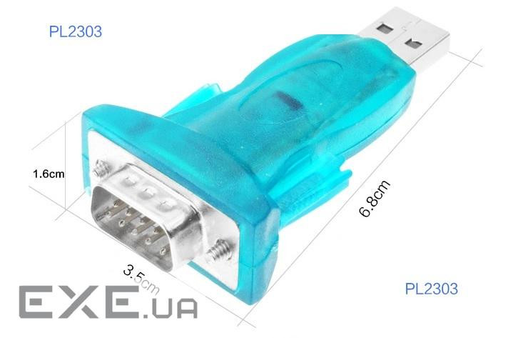 Перехідник USB --> COM (RS232) 9pin, Chipset PL-2303, синій (B00376) (B00376)