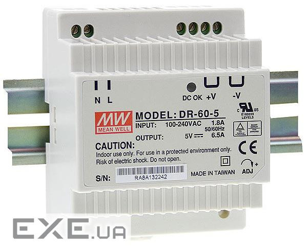 Блок живлення для систем відеоспостереження MeanWell HDR-60-12