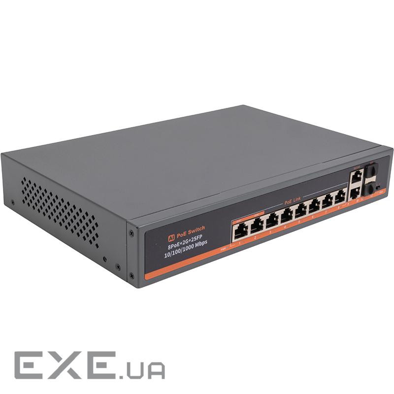 Комутатор PoE 8x Gigabit PoE+2x Gigabit UPLINK+2x SFP, 120 Вт (TV993673)