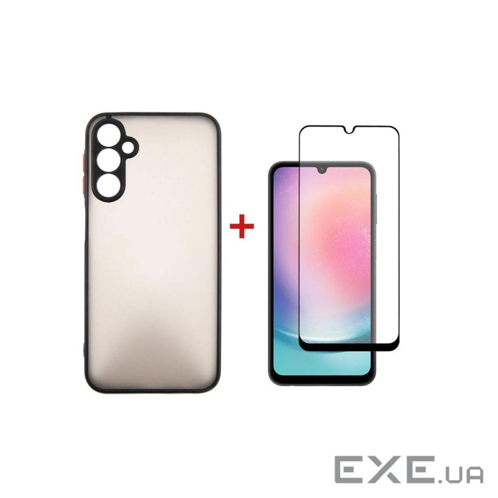 Чохол до мобільного телефона Dengos Kit for Samsung Galaxy A24 case + glass (Black) (DG-KM-15)