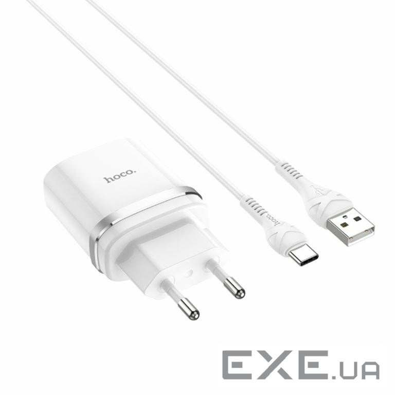 Зарядний пристрій HOCO C12Q Smart USB QC3.0 + cable USB to USB-C 18W White (6931474716309)