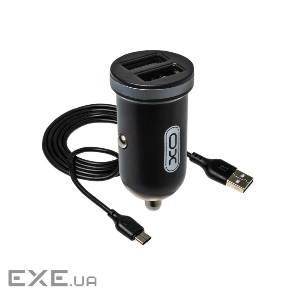 Зарядний пристрій XO 2xUSB 2.1A + cable USB to Micro 5P black (TZ08-M-BK)