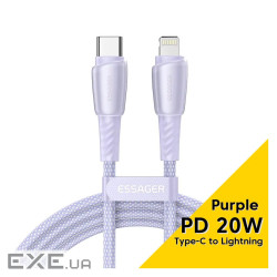 Дата кабель USB-C to Lightning 1.0m 3A purple Essager (EXCTL-CH05)
