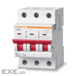 Автоматический выключатель Videx RS4 RESIST 3п 6А С 4,5кА (VF-RS4-AV3C06)
