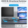 Switch HDMI 2.0 UHD 4K 60Hz 3D, HDCP, 1080P перемикач довнаправлень 2in 1out Vention (AKOB0)