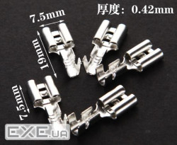 Клема F2 мама, 6.3 мм, дріт 0.5-1.5, ізольована, латунь, 100шт в упаковці, ціна за упаковку