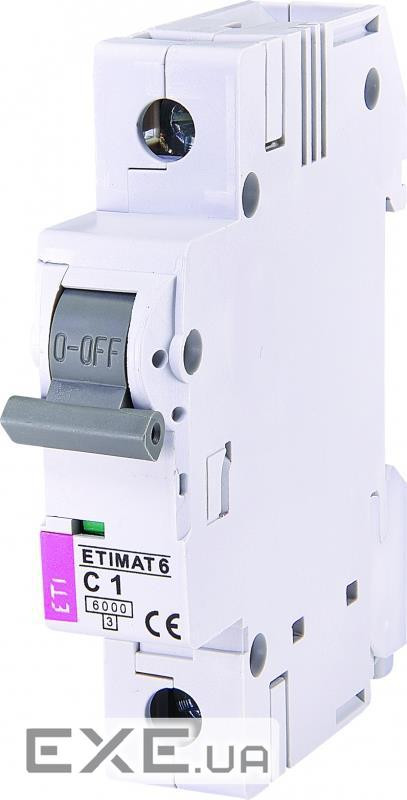 Автоматичний вимикач ETI ETIMAT 6 1p C 1A (6kA) (2141504)