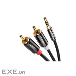 Кабель мультимедійний 3.5mm M to 2xRCA M 2.0m AV116 black Ugreen (10584)