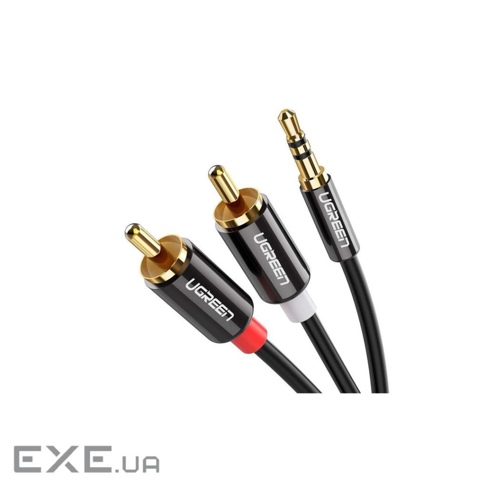 Кабель мультимедійний 3.5mm M to 2xRCA M 2.0m AV116 black Ugreen (10584)