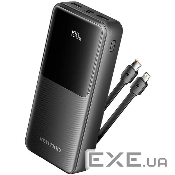 УМБ Vention 20000mAh 22.5W 3A PD, Micro-USB,USB-C,2xUSB-A,Built-in USB-C+Lightning Cables Bl (FHPB0)