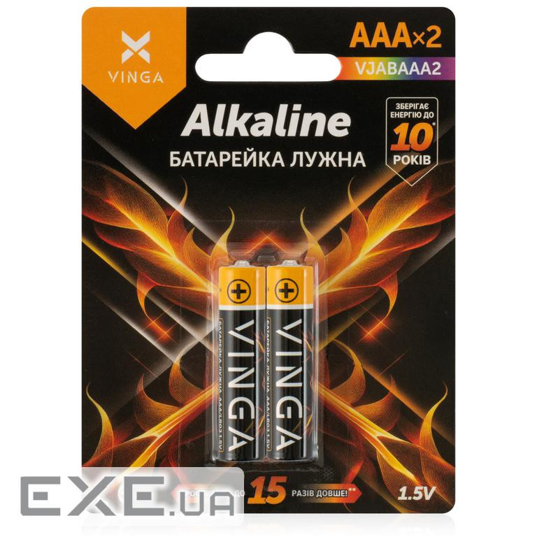 Батарейка AAA LR03 Alkaline 2pcs Blister Vinga (VJABAAA2)