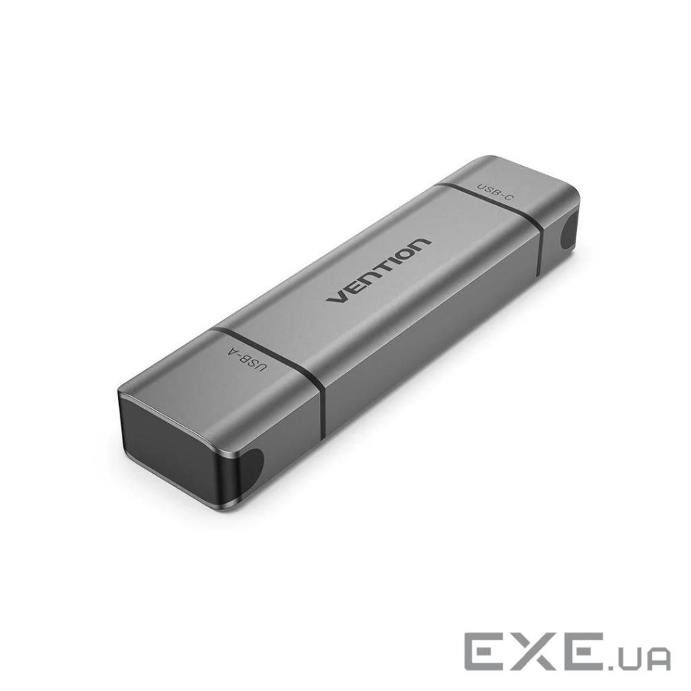 Зчитувач флеш-карт Vention USB 3.0 AM/USB-C to SD+TF Gray Dual Drive Letter Aluminum Alloy (CLLH0)