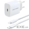 Зарядний пристрій 1xUSB-C 20W + USB-C cable М-М White Vention (G16W0-EU)