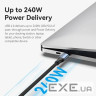 Дата кабель USB-C to USB-C 1.0m Thunderbolt 4 240W (50V/5A) 8K60Hz Gray Aluminum Alloy Vention (TAVHF)