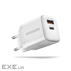 Мережевий зарядний пристрій AXAGON ACU-PQ30W, QC3.0,4.0/AFC/FCP/PPS/Apple + PD type-C, 30W, white