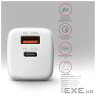 Зарядний пристрій AXAGON 1xUSB QC4.0 + 1xUSB-C PD30W PPS white (ACU-PQ30W)