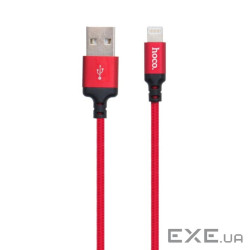 Дата кабель USB 2.0 AM to Lightning 2.0m 2A X14 black-red HOCO (6957531062899)