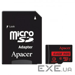 Карта пам'яті APACER microSDXC 64GB UHS-I Class 10 + SD-adapter (AP64GMCSX10U5-R)