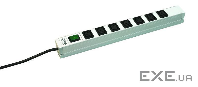 Пристрій розподілу електроживлення ZPAS 19, 1U, блок 7хС13, з індикатором, вилка (W-LZ11-40-00-000) (W-LZ11-40-00-000)