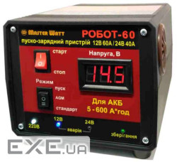 Пуско-зарядне ЗУ РОБОТ-60 для акумуляторів 12 / 24V (5-600Ah) (MF, WET, AGM, (MW-ROBOT-60(12 / 24)) 12 / 24V (5-600Ah) (