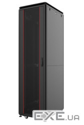 Шафа MIRSAN 19, 22U, GTV, скляні двері, 600x1000 мм, максимально 2000 кг, чорна (MR.GTV22U61DE.01)