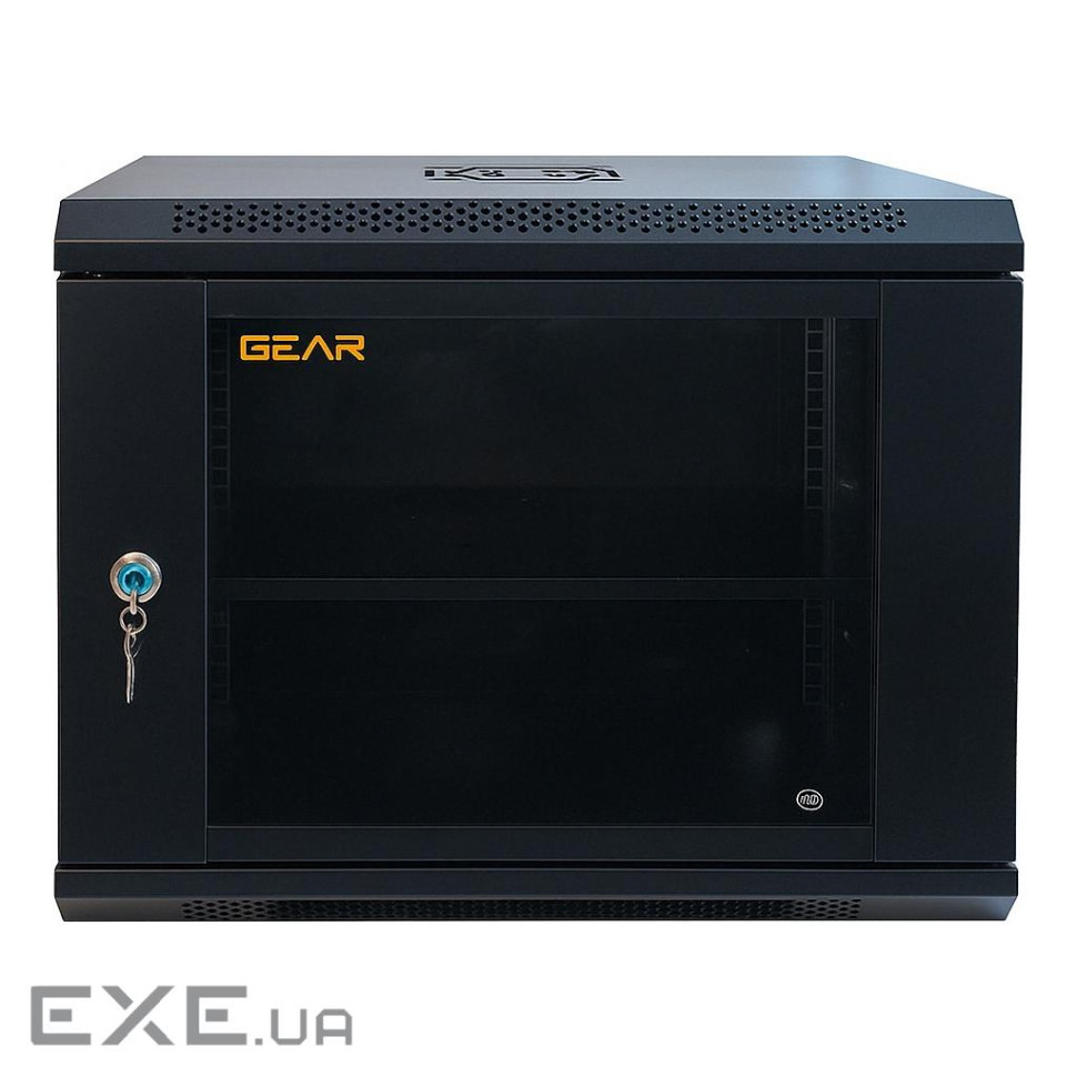 Шафа настінна GEAR 9U 19" 600x450x500 мм, + полка 19", black (GWMSN-9U-600-450)