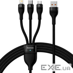 Кабель Baseus Flash USB - MicroUSB+Lightning+USB-C 100W 1.2m Black (CASS030001)