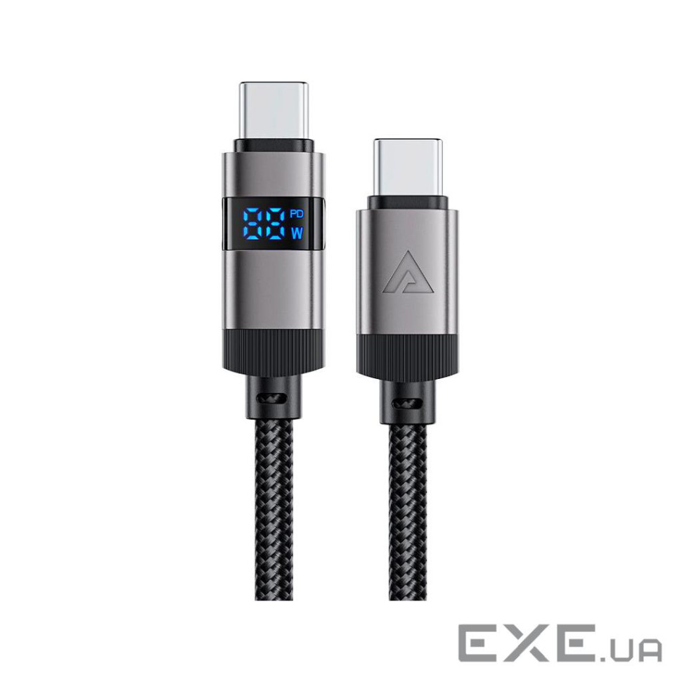 Дата кабель USB-C to USB-C 1.2m 60W digital display C15-03 Black Acefast (6974316283720)