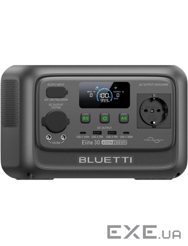 Зарядна станція Bluetti Elite 30 V2, 600W, 288Wh, LiFePO4, Portable Power Station (Elite30V2)