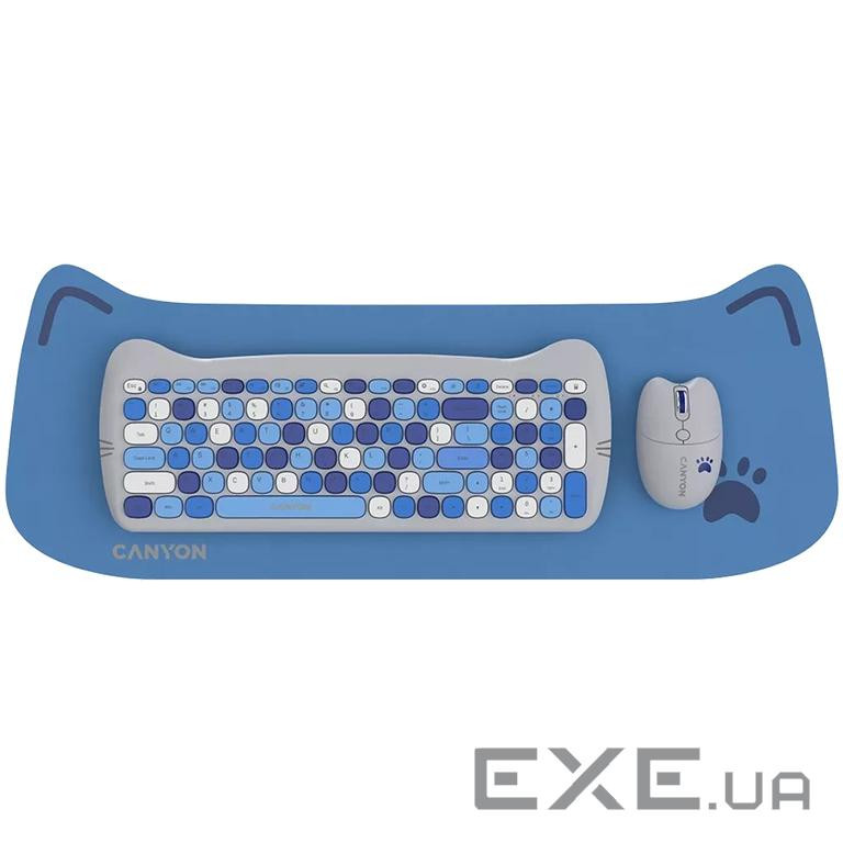 CANYON HSET-W6 EN Keyboard+Mouse Kitty Edition AAA+АА Wireless Blue (CNS-HSETW6BL)