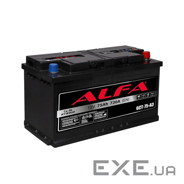 Акумулятор авто Мегатекс ALFA 6СТ-75-АЗ (прав) ТХП 720 (25364)