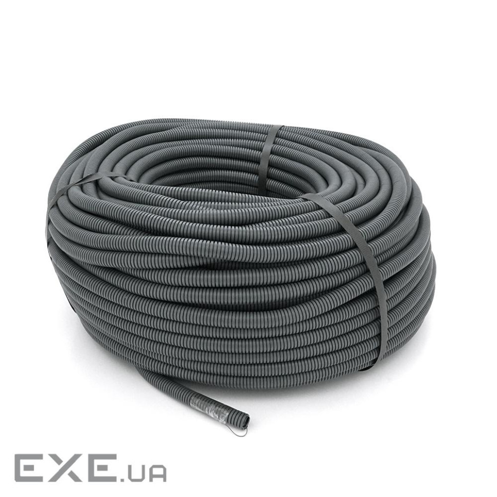 Гофротруба вулична D32 поліпропіленова, з протяжкою, 50метрів, колір сірий, ціна за бухту (YT31222) (YT31222)