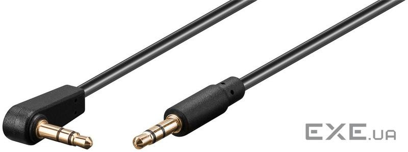 Кабель аудіо-сигнальний Jack 3.5mm 3pin M/ M 1.0m,90 Shield AWG28 D=2.6mm AUX Cu,чор (75.06.7783-1) (75.06.7783-1)