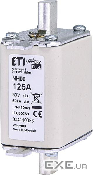 Запобіжник ETI NH-00 Battery 125A 80V DC (4110083) ETI NH-00 Battery 125A 80V DC (4110083)