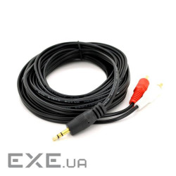 Кабель DC3.5 (тато) => 2хRCA (тато), GOLD Jack, CU, Stereo, круглий, Bla (YT-3.5(M)/2хRCA(M)-5.0Cu)