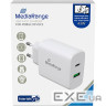 Зарядний пристрій MEDIARANGE 43W Fast charging 1xUSB-A, 1xUSB-C, PD3.0, QC3.0 White (MRMA113)