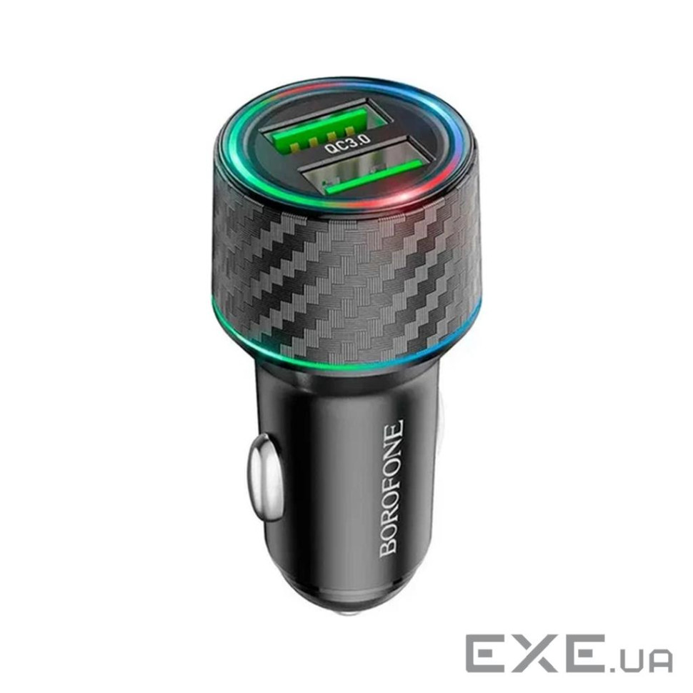Зарядний пристрій BOROFONE 2xUSB QC3.0 36W car adapter black (6941991101205)