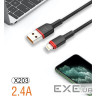 Кабель WUW-X203 USB Lightning 2,4А black (6972573336210)