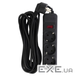 Фільтр мережевий 5 м, Patron, Black, 3 розетки, 10А, до 2.5 кВт, вимикач, заземленн (EXT-PN-SP-1035) (EXT-PN-SP-1035)