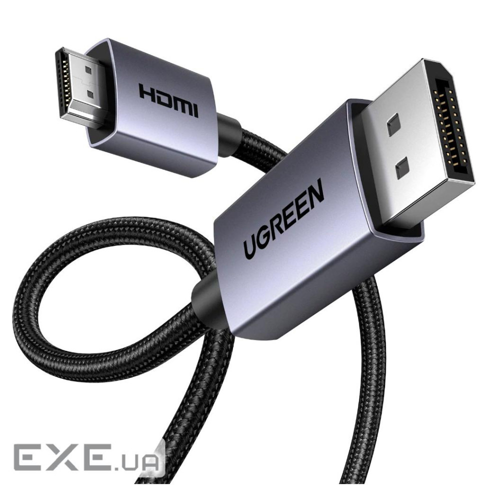 Кабель UGREEN DP125 DisplayPort to HDMI 2.0 4K@30Hz 1.5m Black (35841)