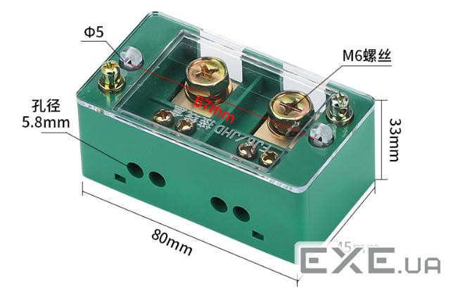 Паралельний розгалужувач-спліттер проводів FJ6 / JHD-2-4, 1фаза-2вхід М8, 4 виходи(латунь)1,5-35х1,5 1,5