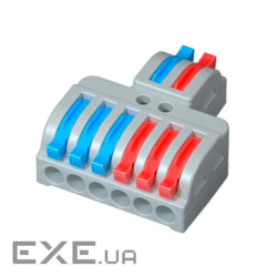 Клемна колодка з натискними затискачами 2х6-дроти LT-623 для розподільних коробок, (LT-623 cіра) )